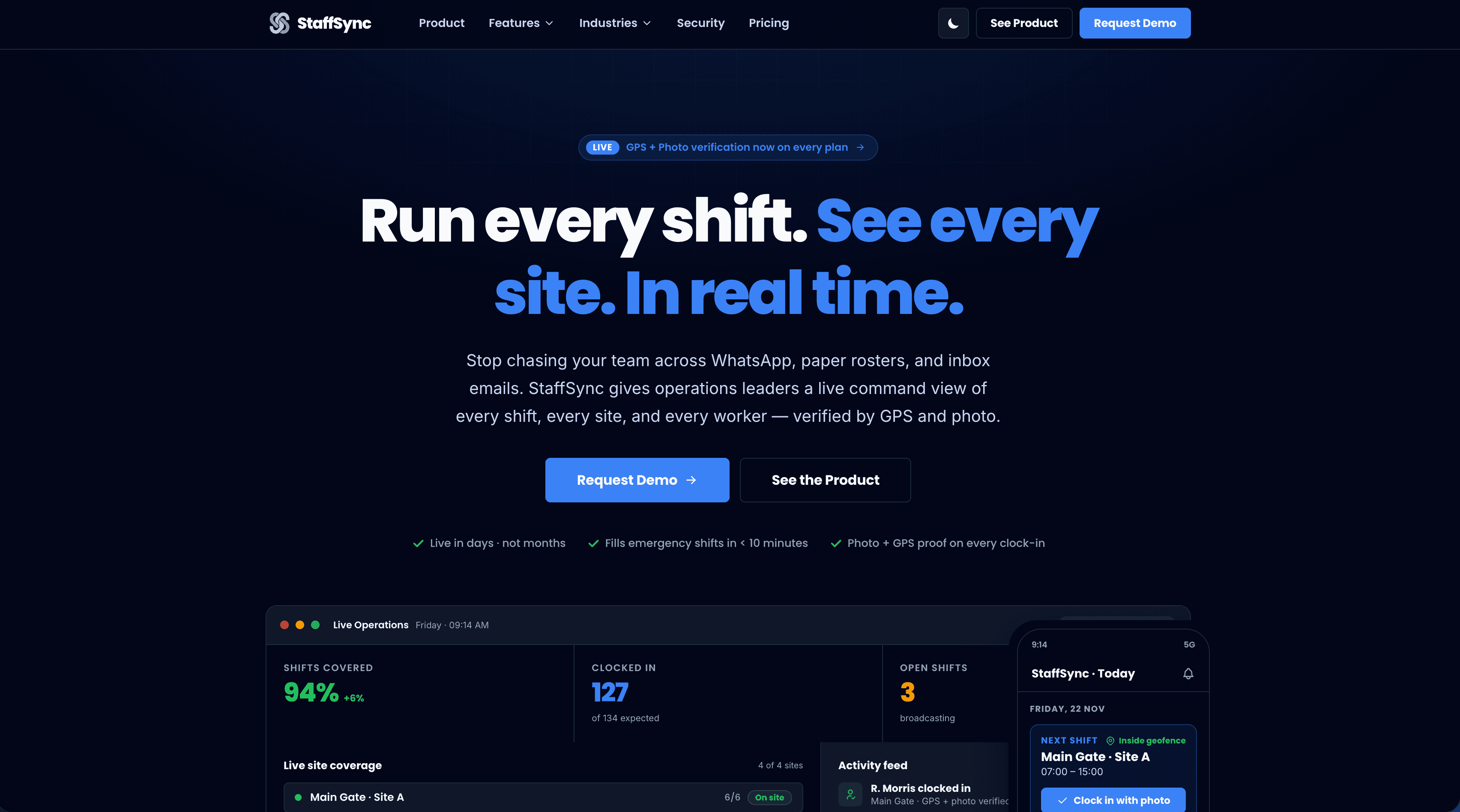 StaffSync — Marketing Website preview